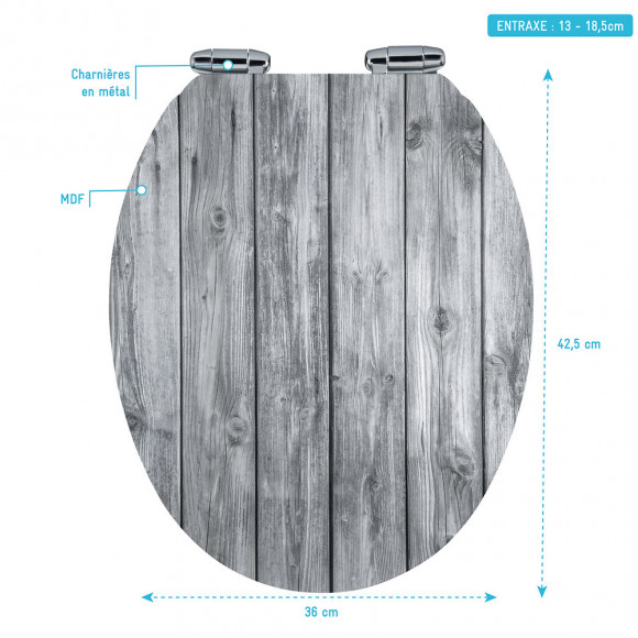 Abattant Pour Wc À Motif Sur 3 Faces - En Mdf Et Charnières En Métal - Planks