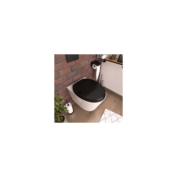 Abattant Pour Wc Noir - En Mdf Et Charnières En Métal Réglable - Simple Dark