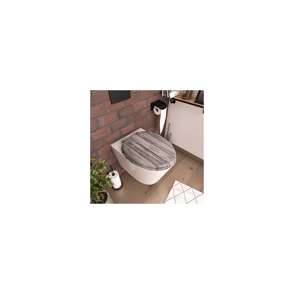 Abattant Pour Wc À Motif Sur 3 Faces - En Mdf Et Charnières En Métal - Planks