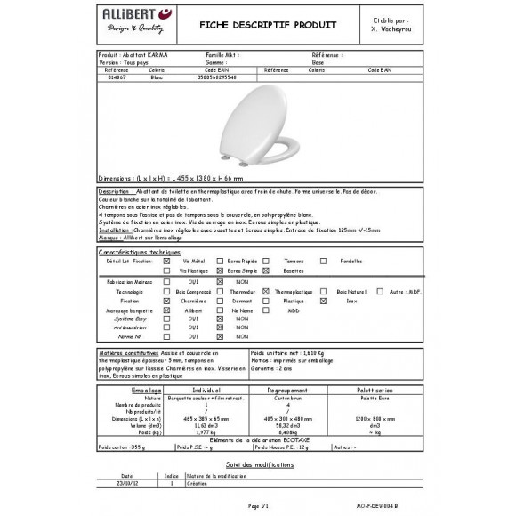 Abattant Wc En Thermoplastique À Fermeture Progressive Et Déclipsable Karma