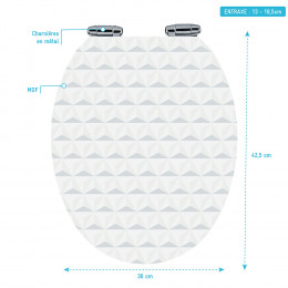 Abattant Pour Wc À Motif - En Mdf Et Charnières En Métal Double Frein De Chute - Pyramid