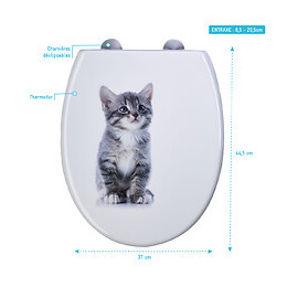Abattant Pour Wc À Motif - Thermodur Et Charnières En Métal Double Frein De Chute - Cat