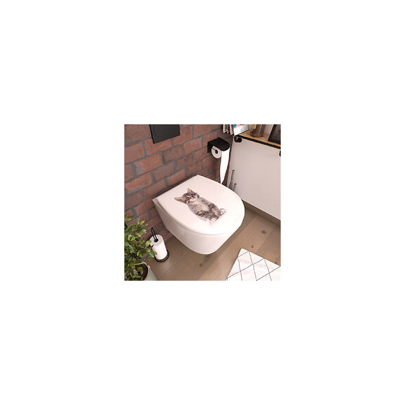 Abattant Pour Wc À Motif - Thermodur Et Charnières En Métal Double Frein De Chute - Cat