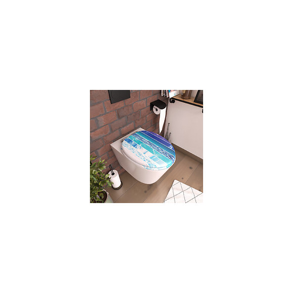 Abattant Pour Wc À Motif - En Mdf Et Charnières En Métal - Playa