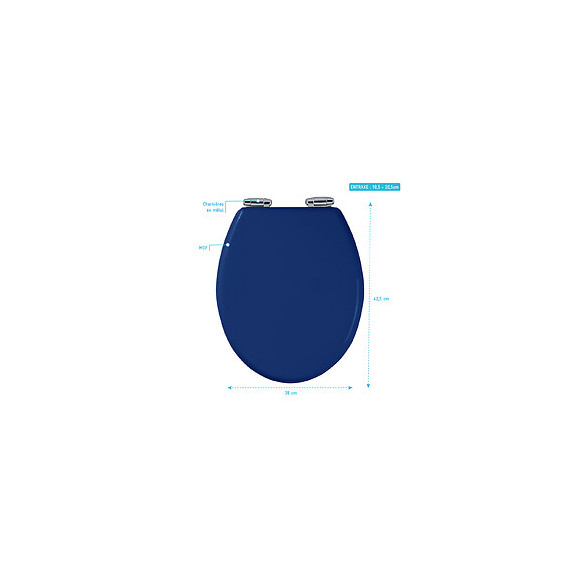 Abattant Pour Wc Bleu - En Mdf Et Charnières En Métal - Blue