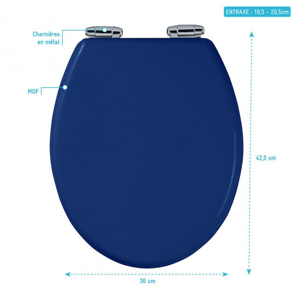 Abattant Pour Wc Bleu - En Mdf Et Charnières En Métal - Blue