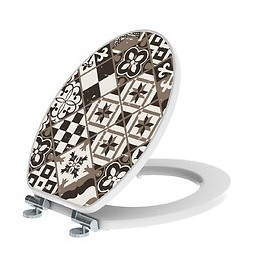 Abattant Wc En Bois Compressé - Fermeture Progressive Mosaïk 36,7 X 5 X 47 Cm