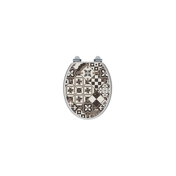 Abattant Wc En Bois Compressé - Fermeture Progressive Mosaïk 36,7 X 5 X 47 Cm