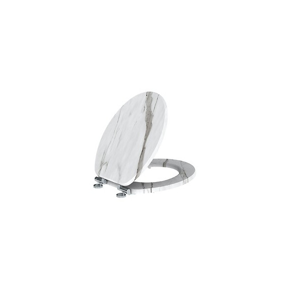 Abattant Wc En Bois Compressé Décor Marbre Blanc 4 Faces Naturo