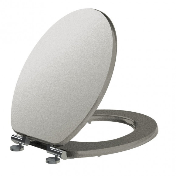 Abattant Wc En Bois Compressé - Fermeture Progressive Silver Couleur Argenté 36,7 X 5 X 47 Cm