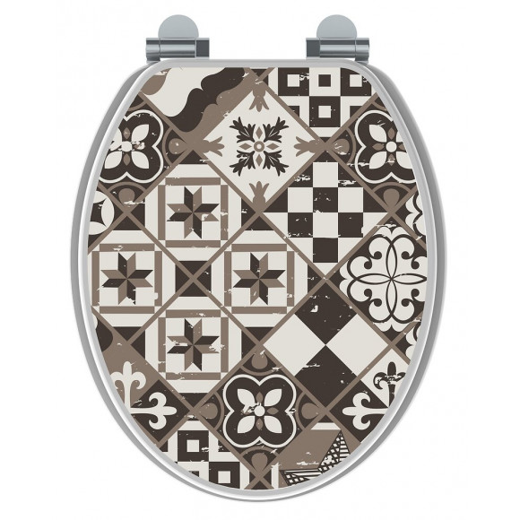 Abattant Wc En Bois Compressé - Fermeture Progressive Mosaïk 36,7 X 5 X 47 Cm