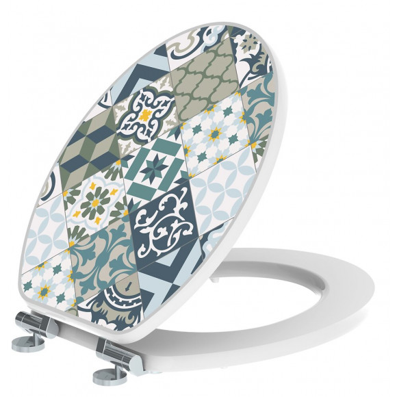 Abattant Wc En Bois Compressé - Fermeture Progressive Geometrik 36,7 X 5 X 47 Cm