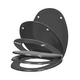 Abattant Wc En Bois Compressé - Fermeture Progressive Et Déclipsable Serenity 2 Gris Anthracite