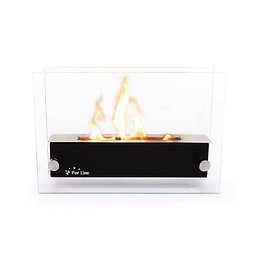 Cheminée Bioéthanol De Table En Inox Avec Pare Feu En Verre Trempé Thermorésistant