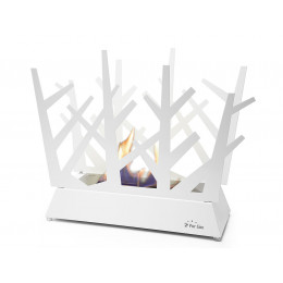 Cheminée Bioéthanol De Table Conception Unique En Acier Émaillé Blanc