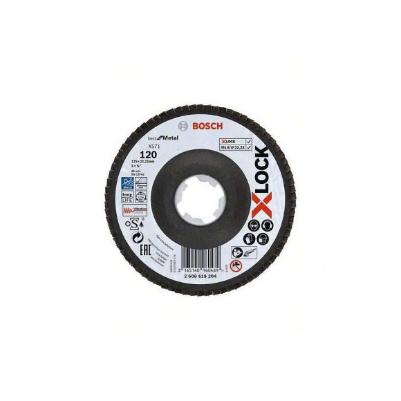 Plateau À Lamelles Bosch Professional X-lock X571 Best For Metal Ø 125 Mm - Taille - Grain 120
