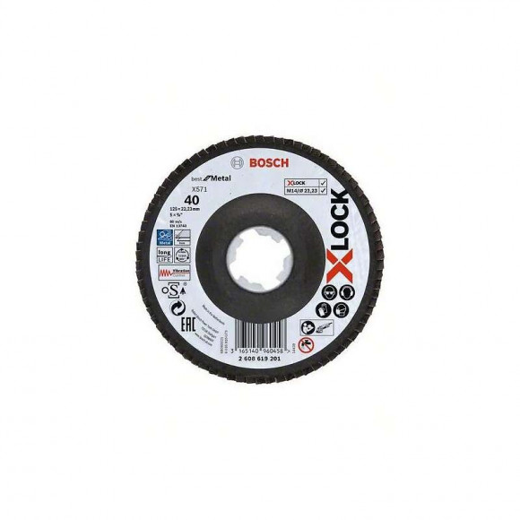 Plateau À Lamelles Bosch Professional X-lock X571 Best For Metal Ø 125 Mm - Taille - Grain 40