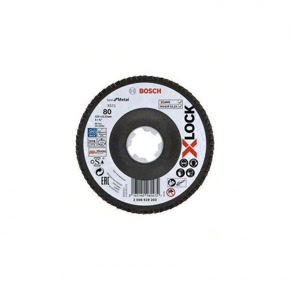 Plateau À Lamelles Bosch Professional X-lock X571 Best For Metal Ø 125 Mm - Taille - Grain 80