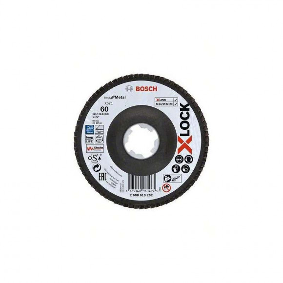 Plateau À Lamelles Bosch Professional X-lock X571 Best For Metal Ø 125 Mm - Taille - Grain 60