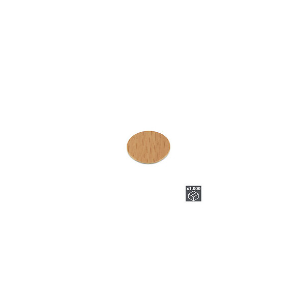 Emuca Pastille Cache-vis, Adhésive, D. 13 Mm, Couleur Hêtre, 1.000 Ut.