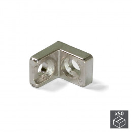 Emuca Équerre D'assemblage Pour Meubles, 20.5 X 20.7 Mm, 2 Perçages, Zamak, Nickelé, 50 Ut.