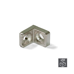 Emuca Équerre D'assemblage Pour Meubles, 20.5 X 20.7 Mm, 2 Perçages, Zamak, Nickelé, 50 Ut.