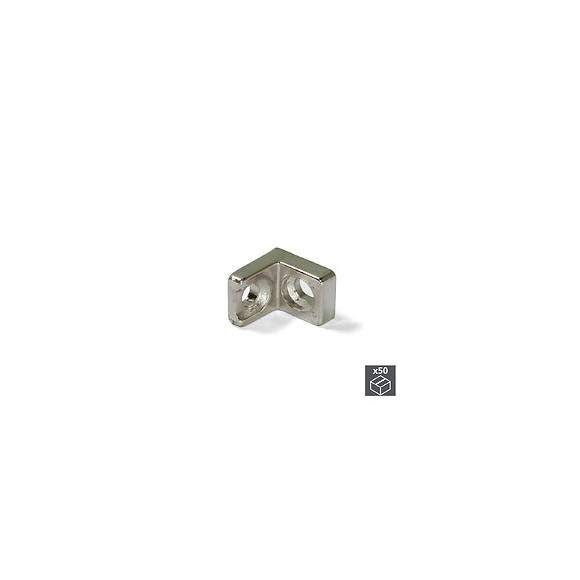 Emuca Équerre D'assemblage Pour Meubles, 20.5 X 20.7 Mm, 2 Perçages, Zamak, Nickelé, 50 Ut.