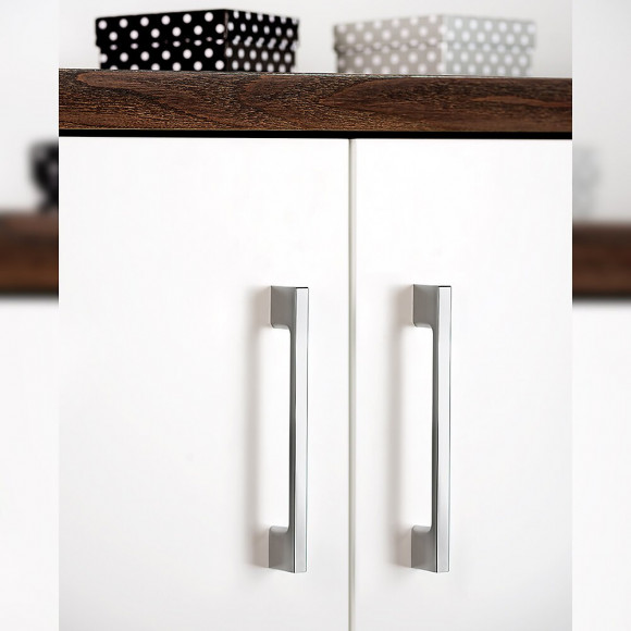 Emuca Poignée Pour Meuble, Entraxe 128 Mm, Zamak, Chromé, 20 Ut.