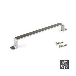 Emuca Poignée Pour Meuble, Entraxe 160 Mm, Zamak, Nickel Satiné, 20 Ut.