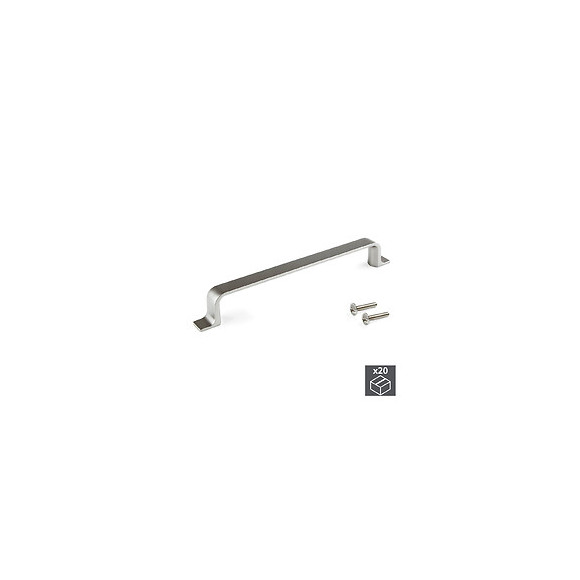 Emuca Poignée Pour Meuble, Entraxe 160 Mm, Zamak, Nickel Satiné, 20 Ut.