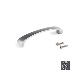 Emuca Poignée Pour Meuble, Entraxe 96 Mm, Zamak, Nickel Satiné, 20 Ut.