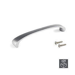 Emuca Poignée Pour Meuble, Entraxe 160 Mm, Zamak, Nickel Satiné, 20 Ut.
