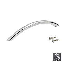 Emuca Poignée Pour Meuble, D. 10 Mm, Entraxe 256 Mm, Acier, Nickel Satiné, 20 Ut.