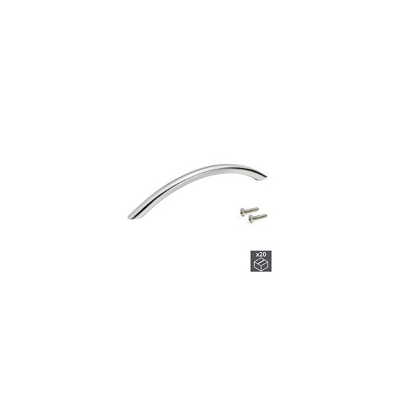 Emuca Poignée Pour Meuble, D. 10 Mm, Entraxe 256 Mm, Acier, Nickel Satiné, 20 Ut.