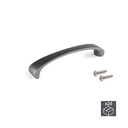 Emuca Poignée Pour Meuble, Entraxe 96 Mm, Zamak, Couleur Titane, 20 Ut.