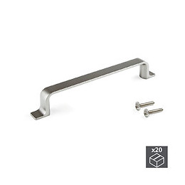 Emuca Poignée Pour Meuble, Entraxe 128 Mm, Zamak, Nickel Satiné, 20 Ut.