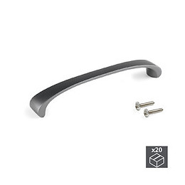 Emuca Poignée Pour Meuble, Entraxe 160 Mm, Zamak, Couleur Titane, 20 Ut.