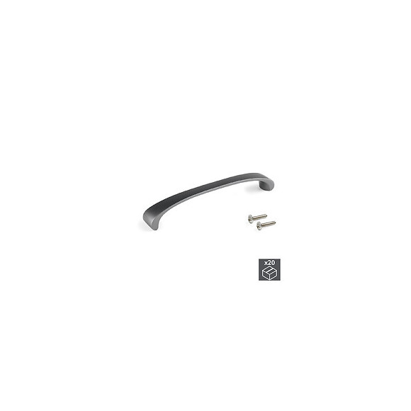 Emuca Poignée Pour Meuble, Entraxe 160 Mm, Zamak, Couleur Titane, 20 Ut.
