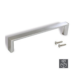 Emuca Poignée Pour Meuble, Entraxe 128 Mm, Zamak, Nickel Satiné, 25 Ut.