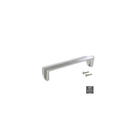 Emuca Poignée Pour Meuble, Entraxe 128 Mm, Zamak, Nickel Satiné, 25 Ut.