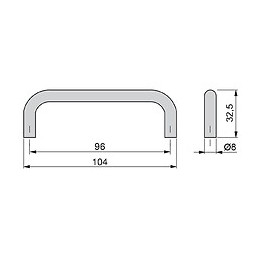 Emuca Poignée Pour Meuble, D. 8 Mm, Entraxe 96 Mm, Acier, Chromé, 20 Ut.