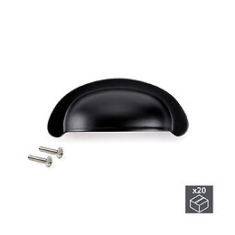 Emuca Poignée Pour Meuble, Entraxe 64 Mm, Zamak, Noir, 20 Ut.
