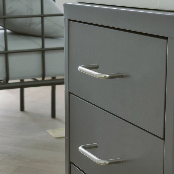 Emuca Poignée Pour Meuble, D. 8 Mm, Entraxe 96 Mm, Acier, Chromé, 20 Ut.