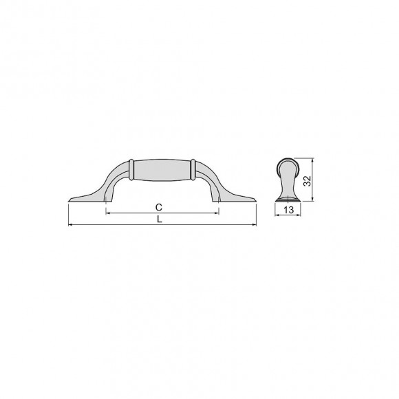 Emuca Poignée Pour Meuble, Entraxe 76 Mm, Zamak Et Céramique, Argent Ancien, 20 Ut.