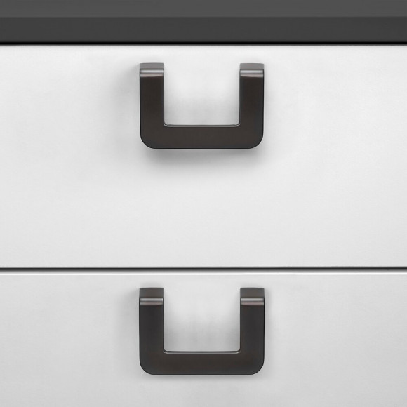 Emuca Poignée Pour Meuble, Entraxe 64 Mm, Zamak, Couleur Titane, 10 Ut.