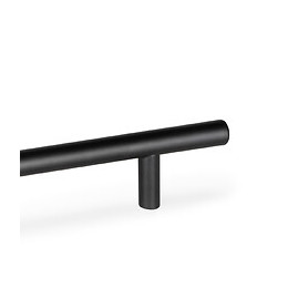 Emuca Poignée Pour Meuble, Entraxe 160 Mm, Acier Inoxydable Creux, Peint En Noir, 25 Ut.