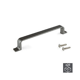Emuca Poignée Pour Meuble, Entraxe 128 Mm, Zamak, Couleur Titane, 20 Ut.