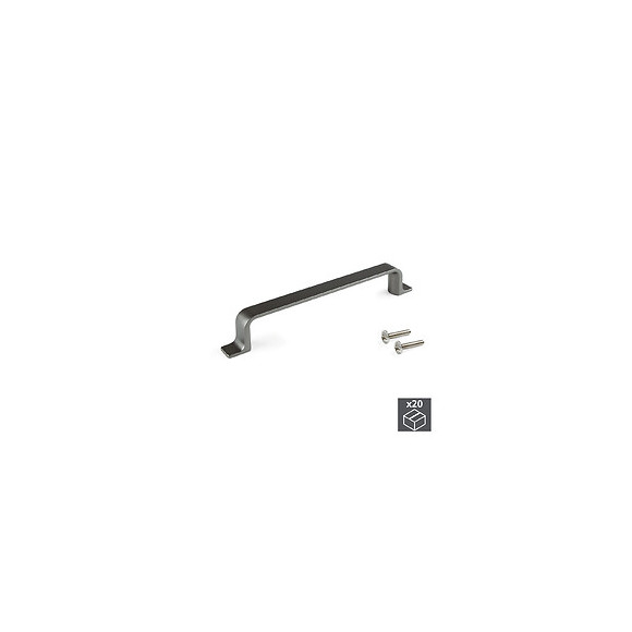Emuca Poignée Pour Meuble, Entraxe 128 Mm, Zamak, Couleur Titane, 20 Ut.