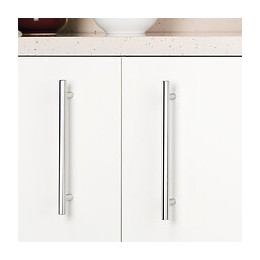 Emuca Poignée Pour Meuble, D. 12 Mm, Entraxe 160 Mm, Acier, Nickel Satiné, 10 Ut.