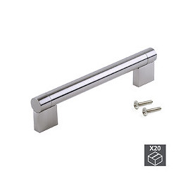 Emuca Poignée Pour Meuble, D. 16 Mm, Entraxe 192 Mm, Acier, Nickel Satiné, 20 Ut.